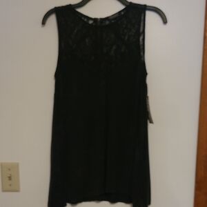 NWT Cowgirl Hardware Womens Black Lace Swing Style Tank SZ L